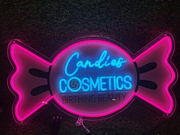 Brighten Up Your Beauty Space: Candies Cosmetics Birthing Beauty LED Neon Sign for Your Salon, Boutique, or Makeup Station