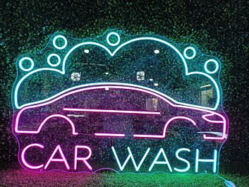 Brighten Your Garage, Bar, or Auto Shop Ambiance with the Car Wash LED Neon Sign.