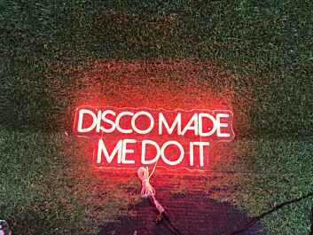 Elevate Your Bar, Wedding, or Party Ambiance with the Disco Made Me Do It Red LED Neon Sign.