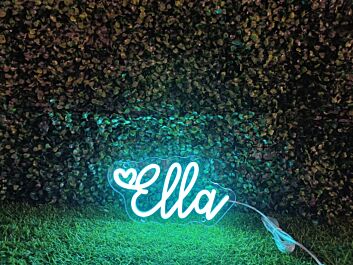 Brighten Your Wedding, Bar, and Office Ambiance with Ella Custom LED Neon Sign.