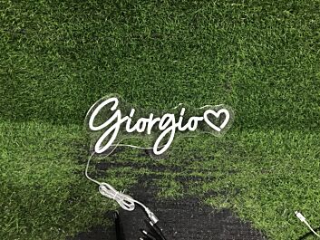 Brighten Up Your Space: Giorgio With Heart LED Neon Sign for Weddings, Bars, and Home Decor.