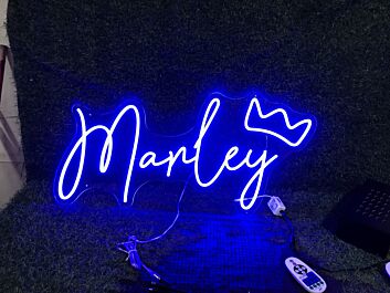 Elevate Your Space: Manley With Crown Blue LED Neon Sign for Bar, Office, and Chic Home Decor