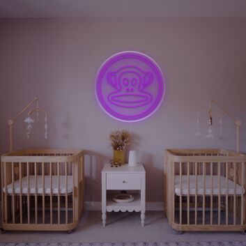 Monkey Face in Circle LED Neon Sign
