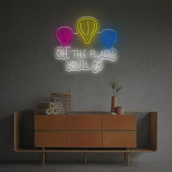 Brighten Your Travel-Themed Wedding or Home Office with the Oh The Places You Will Go LED Neon Sign.