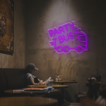 Brighten Up Your Bar, Office, or Party Events with the Vibrant Party Bus LED Neon Sign.