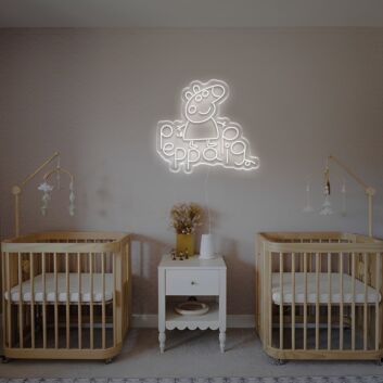 Brighten Your Child's Bedroom or Party: Peppa Pig With Page LED Neon Sign for Whimsical Decor.