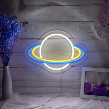 Bring cosmic charm to your home, office, or event with the Planet With Star Rings LED Neon Sign.