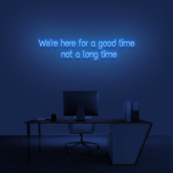 &#39;We&#039;re here for a good time, not a long time&#39; Neon sign