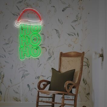 Ho Ho Ho with Santa Hat LED Neon Sign
