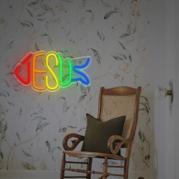 Brighten Your Spiritual Corner or Church Gathering with the Jesus In Fish Shape LED Neon Sign