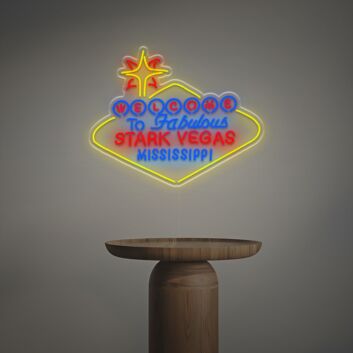 Brighten Up Your Home, Office, or Bar Decor with the Welocme To Fabulous Stark Vegas Mississippi LED Neon Sign.