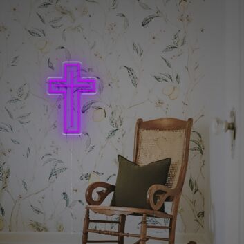 Double-Outline Cross LED Neon Sign