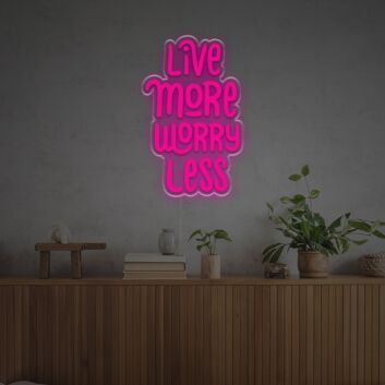 Brighten Your Office or Bar Ambiance with the Live More Worry Less LED Neon Sign: Perfect for Inspiring Decor and Celebrations.