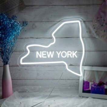 Enhance Your Space: New York Map Outline LED Neon Sign - Perfect for Bars, Offices, and Theme-Based Weddings