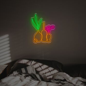 Brighten Your Space: Vasess With Plants LED Neon Sign for Bar, Home Decor, and Office Ambiance.
