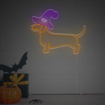 Brighten Your Home, Office, or Themed Party Ambiance with the Enchanting Dachshund With Wizard Hat LED Neon Sign