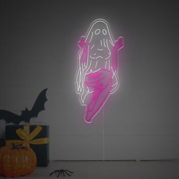 Middle-Finger Ghost Girl LED Neon Sign