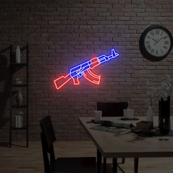 Brighten Up Your Game Room and Add Flair to Parties with the Ak47 Gun Neon Sign For Wall Decoration.