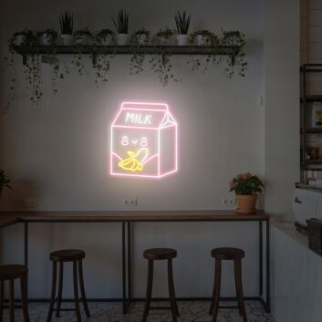 Brighten Up Your Space with Banana Milk Neon Sign Banana Neon Sign Fruit Neon Sign Kawaii Neon Sign - Perfect for Home Decor, Bars, and Playful Office Environments.