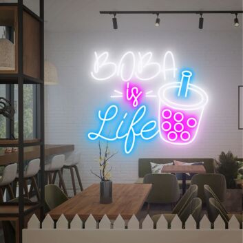 Brighten Up Your Space: Boba Is Life Neon Sign Bubble Tea LED Sign Perfect for Home Decor, Boba Tea Shops, and Celebratory Events.