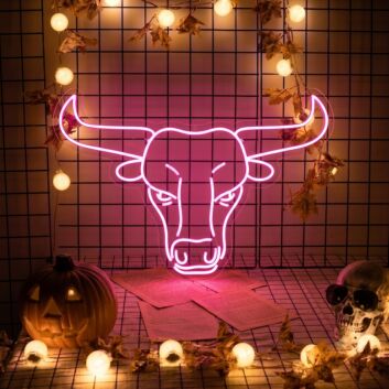 Add a Western Glow to Your Space: Bull Head Led Neon Longhorn Head Skull Light Sign for Bars, Homes, and Festive Occasions.