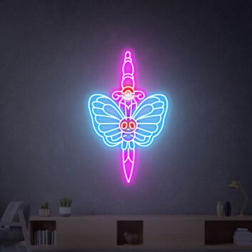 Brighten Your Space: Butterfree And Aegislash Anime Led Neon Light - The Perfect Cute Neon Sign for Home Decor, Office Charm, and Party Ambiance.