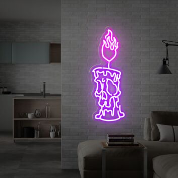 Enhance Your Space: Candle On Fire Neon Sign, Perfect for Game Rooms, Bars, and Trendsetting Home Decor