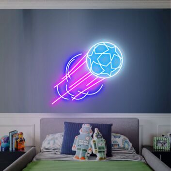Brighten Up Game Nights and Celebrate Victories: Champions League Football Neon Sign - Perfect Football Match Decor LED Sign for Kid Room, Sports Bars, and Fan Gatherings.