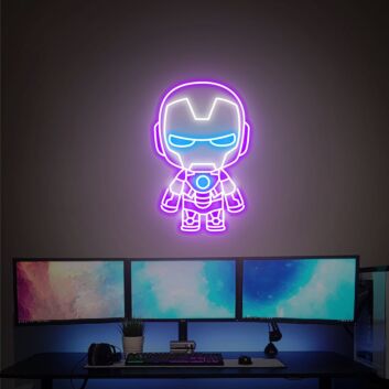 Brighten Up Your Space: Cute Iron Man Neon Sign Adds a Vibrant Touch to Game Rooms, Offices, and Superhero-Themed Parties