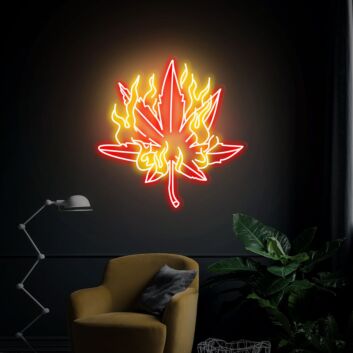 Elevate Your Space: Dope Leaf On Fire Neon Sign, Perfect for Home Decor, Bars, Stores, and Parties - A Unique Stoner Gift Wall Sign.