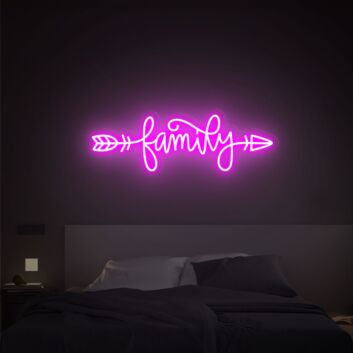 Family Script with Arrow LED Neon Sign