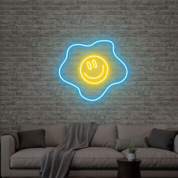 Brighten Your Breakfast Nook and Add Fun to Parties with the Fried Egg Neon Sign Smile Cute Wall Light Decor Neon Sign.