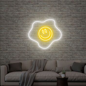 Brighten Your Breakfast Nook and Add Fun to Parties with the Fried Egg Neon Sign Smile Cute Wall Light Decor Neon Sign.