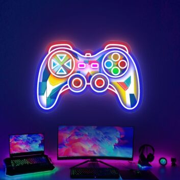 Light Up Your Game Room & Add A Vibrant Touch To Parties With The Game Handsign UV Neon Sign Art Decor.