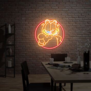 Brighten Up Any Space with Garfield Cat Neon Sign: Perfect for Game Room, Home Office, or Cozy Café Wall Decor.