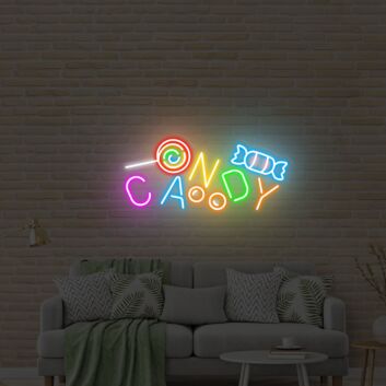 Enhance Your Halloween Bash or Apartment Ambiance with the Halloween Candy Neon Sign Pink Led Light - Perfect for Parties, Home Decor, and Sweet Shop Displays!