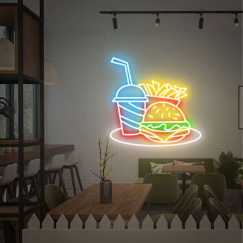 Burger Fries and Drink LED Neon Sign