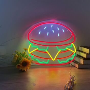 Light Up Your Bar, Diner, or Kitchen with the Captivating Hamburger Neon Sign - Perfect for Business Promotions and Home Wall Decor.
