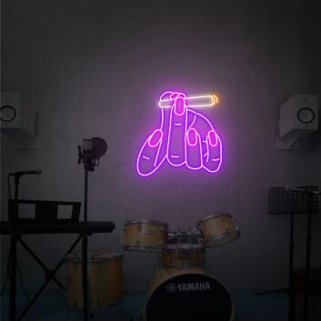 Downward Hand with Cigarette LED Neon Sign