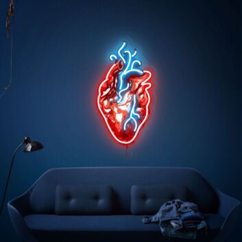 Flaming Anatomical Heart UV LED Neon Sign for Gothic Wall Art