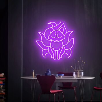 Transform Your Space: Japanese Nine Tailed Fox Neon Sign for Enchanting Home Decor, Vibrant Office Ambiance, and Unforgettable Parties.