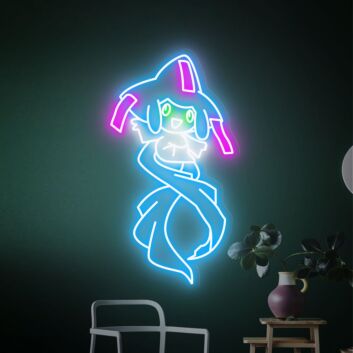 Brighten Your Gaming Space and Anime Gatherings with Jirachi Wish Maker Neon Sign - Perfect for Home Decor, Office, and Themed Events
