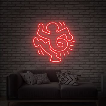 Light Up Your Space with Style: Keith Haring Street Art Neon Sign for Home, Office, and Bar Ambiance