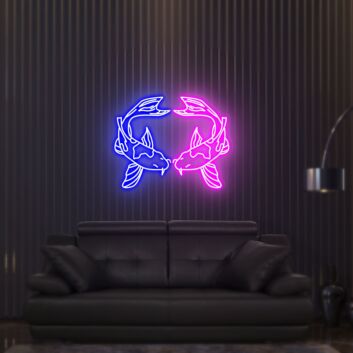 Brighten Your Space with Elegance: Koi Fish Neon Sign Japanese Neon Gift for Home Decor, Offices, Stores, Bars, and Special Celebrations.