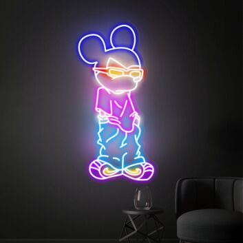 Brighten Up Any Space - Mickey Mouse Neon Sign for Vibrant Home Decor, Game Room Illumination, and Joyful Parties