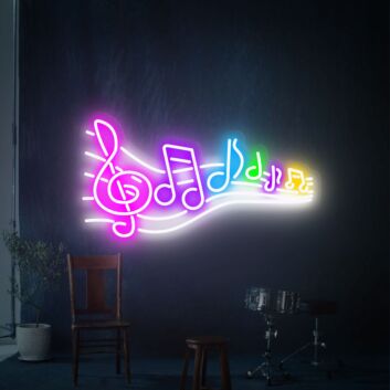 Brighten Up Your Space: Music Flow Neon Sign Wall Art Musical Notes Neon Sign for Bars, Studios, and Celebratory Events.