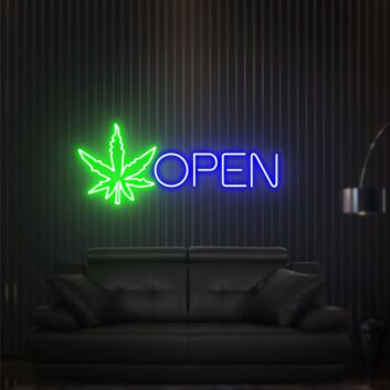 Elevate Your Space: Versatile Open Cannabis Led Neon Sign Wall Art for Chic Home Decor, Trendy Office Spaces, or Lively Bar Atmospheres