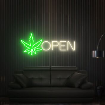 Elevate Your Space: Versatile Open Cannabis Led Neon Sign Wall Art for Chic Home Decor, Trendy Office Spaces, or Lively Bar Atmospheres