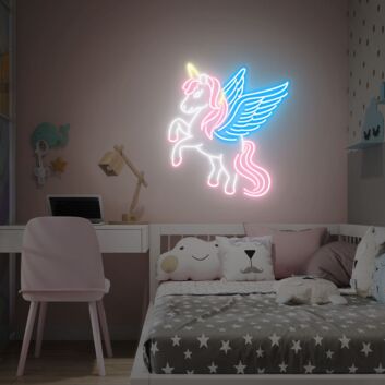 Bring Magic to Any Space: Perfect for Kids' Bedrooms, Christmas Surprises, and Dorm Room Decor with the Rainbow Unicorn Neon Sign LED Display.