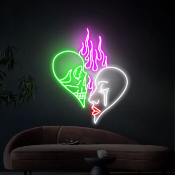 Elevate Your Home, Bar, or Tattoo Parlor Vibe with the Skull Head Neon Sign Art Neon Light Skull Fire Neon Light Wall Decor Aesthetic Gifts.